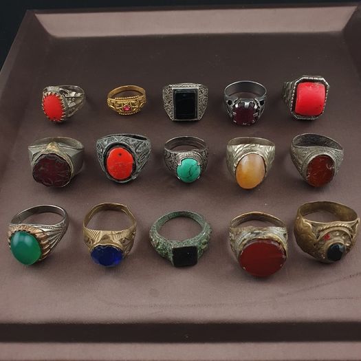 Antique Brass Ring Collection 15 Mixed Vintage Handmade Rings