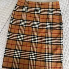 Gardeur Camel Plaid Check Pencil Skirt - Size UK 12 / EU 38