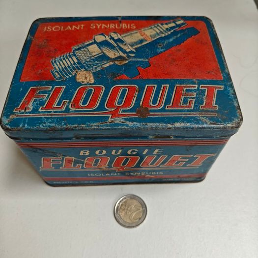 Old 1950s spark plugs tin automotive memorabilia moped