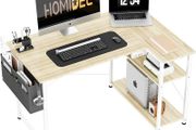 SPRING SALE |  L Shaped Desk 100CM Computer Desk Study Office Desk Gaming Desk Writing Table With Bookshelf Reversible Corner Desk For Home Office Studio Workstation