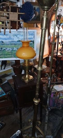 antique brass oil lamp stand