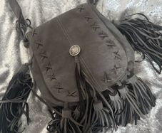 A-Zone grey fringe cross body shoulder bag Postage included