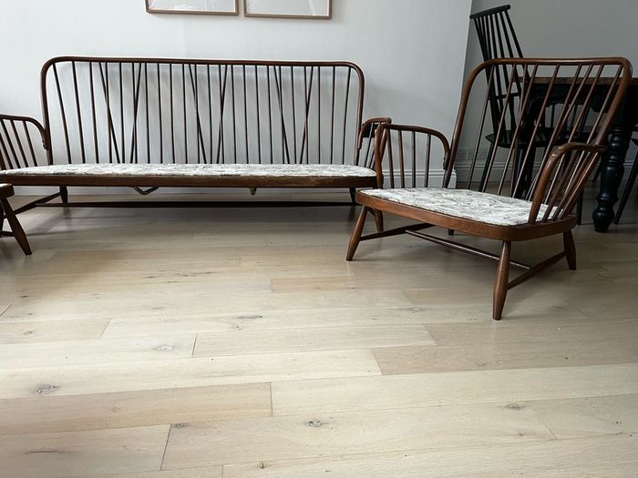 Ercol 766 Jubilee bentwood Three Seater Sofa and two armchairs