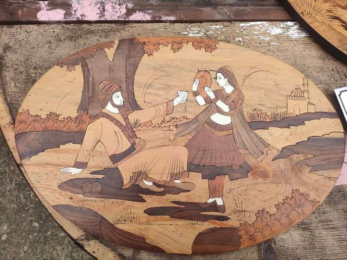 2 X Vintage Indian Rosewood Marquetry panels