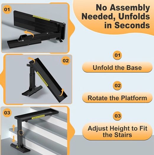 Foldable Ladder Levelers for Stairs Heavy Duty Ladder Extender Adjustable Stair Platform with Non Slip Mat Fits Ladders with Feet Spacing for Safe Height Adjustment