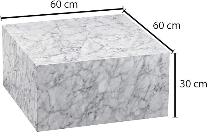 Monobloc Coffee Table  High Gloss MDF  Varnished Design Living Room Table Cube Square Lounge Side Table Cube Shape