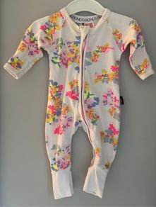 Bonds girls floral zip wondersuit size newborn very good condition