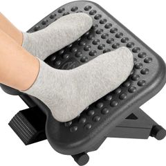 Adjustable Under Desk Footrest, Foot Rest for Under Desk at Work with Massage, Foot Stool with 3 Height Position & 30 Degree Tilt Angle Adjustment for Home, Office