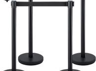 main image for ad Crowd Control Stanchion, Set of  2   4 Pieces Stanchion Set, Stanchion Set with 6.6 ft/2 m Black Retractable Belt, Black Crowd Control Barrier with Concrete and Metal Base Easy
