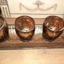 Rich Bronze Filigree Tray with 5 Glass Candle Holders, AV Image 8