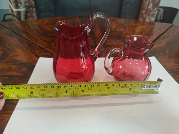 Antique Victorian Cranberry Glass jugs