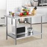 Stainless Steel Prep Table, 30 x 48 x 34 Inch, Heavy Duty Metal Worktable with 3 Adjustable Height Levels, Commercial Workstation for Kitchen Garage Restaurant Backyard Image 2