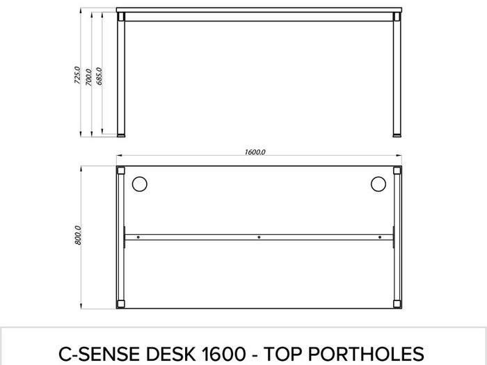 NEW White C-Sense Silver Goalpost leg desk 1600 x 800 mm