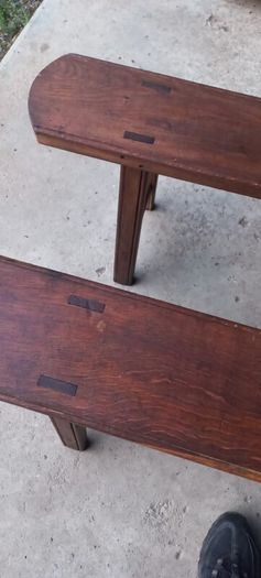 Benches Set of Two Solid Oak Antique