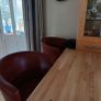 2 leather wood swivel bar stools Image 2