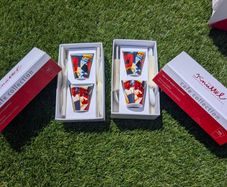 Graham Knuttel Designer ceramic Egg Cups & Spoons x4 BNIB
