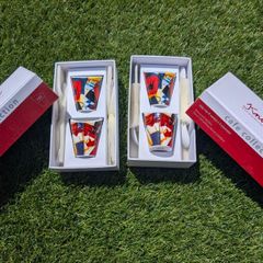 Graham Knuttel Designer ceramic Egg Cups & Spoons x4 BNIB