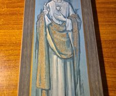 Vintage Sacred Heart of Jesus Picture on Wood.
