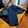 Navy pinstripe suit. Image 8