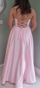 A-line floor length satin - Debs / bridesmaid gown. Colour Petal