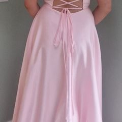 A-line floor length satin - Debs / bridesmaid gown. Colour Petal