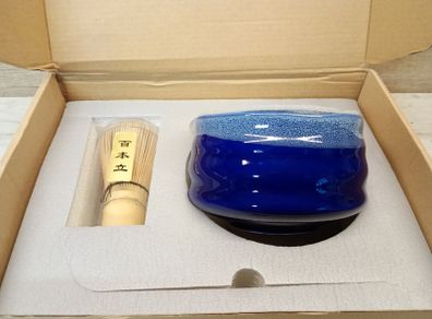 Japaneese Matcha set 4 pieces Blue Bowl
