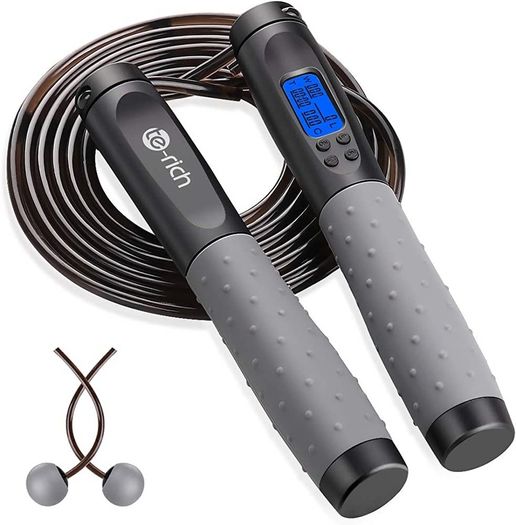 Skipping Rope Adult Fitness, Digital Speed Jump Rope with Counter [Ropeless for Indoor Use] for Women Men and Kids (FREE SHIPPING)