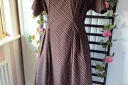 dress brown striped cotton dress with pockets size 12