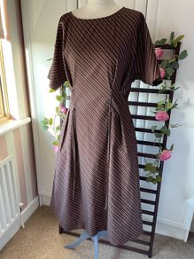 dress brown striped cotton dress with pockets size 12