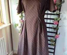 dress brown striped cotton dress with pockets size 12