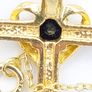 Vintage 18kt Gold On Sterling Silver Black Spinel Cross Necklace Image 5