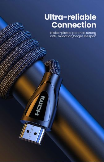 Ugreen 3M HDMI 2.1 UHD/3D 8K (7680x4320@60Hz) 48Gbps Ultra High Speed Cotton Braided (Nickel-Plated) Cable (Brand New/Warranty)
