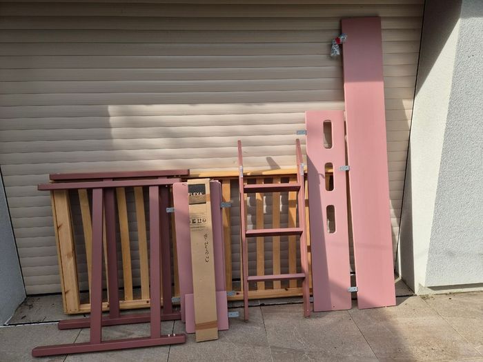 Flexa Popsicle Convertible Bed  Mid-Height or Standard Height (Pink/Oak)