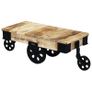 Coffee Table with Wheels Rough Mango Wood Image 5