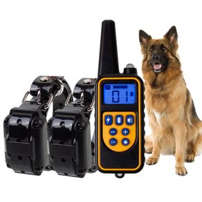 2x Pet Dog Bark Waterproof Training Collar USB Rechargeable Electric Shock LCD Display 800m
