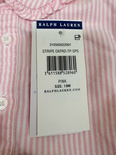 Ralph Lauren baby girls pink and white striped shirt
