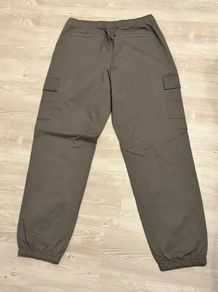 Beige Cargo Joggers Straight Fit Utility Pants L