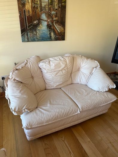 Leather cream sofa