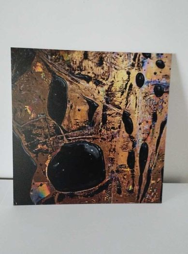 Limited edition contemporary tech-art, abstract series - Black oil spheres / gold leaf texture
