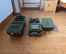 Vintage 1970s Cherilea Action Man Vehicles - Jeep, Trailer & Amphibious Jeep