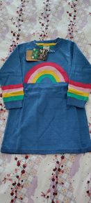 frugi rainbow jumper dress 4-5y