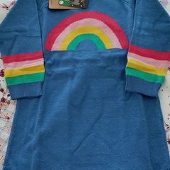 frugi rainbow jumper dress 4-5y
