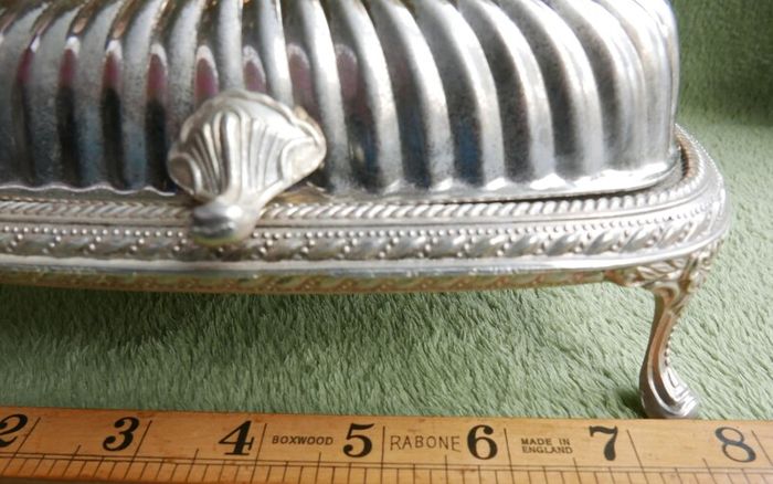 Vintage Roll Top Silver Plated Butter Dish With Glass Insert Vintage