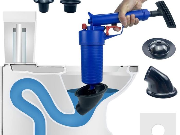 Air Pump Drain Unblocker Heavy Duty,High Pressure Toilet Plunger Sewer Dredge Cleaning Tool, Sink Unblocker with 4 Suckers for Kitchen Bathtub Shower