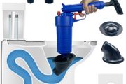 Air Pump Drain Unblocker Heavy Duty,High Pressure Toilet Plunger Sewer Dredge Cleaning Tool, Sink Unblocker with 4 Suckers for Kitchen Bathtub Shower
