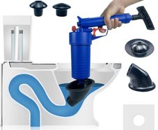 Air Pump Drain Unblocker Heavy Duty,High Pressure Toilet Plunger Sewer Dredge Cleaning Tool, Sink Unblocker with 4 Suckers for Kitchen Bathtub Shower
