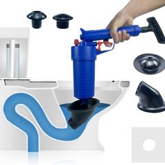 Air Pump Drain Unblocker Heavy Duty,High Pressure Toilet Plunger Sewer Dredge Cleaning Tool, Sink Unblocker with 4 Suckers for Kitchen Bathtub Shower