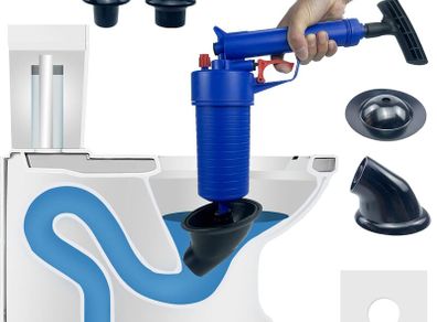 Air Pump Drain Unblocker Heavy Duty,High Pressure Toilet Plunger Sewer Dredge Cleaning Tool, Sink Unblocker with 4 Suckers for Kitchen Bathtub Shower