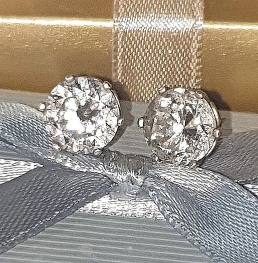 Vintage Hallmarked Silver White Sapphire Earrings