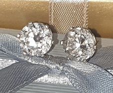 Vintage Hallmarked Silver White Sapphire Earrings